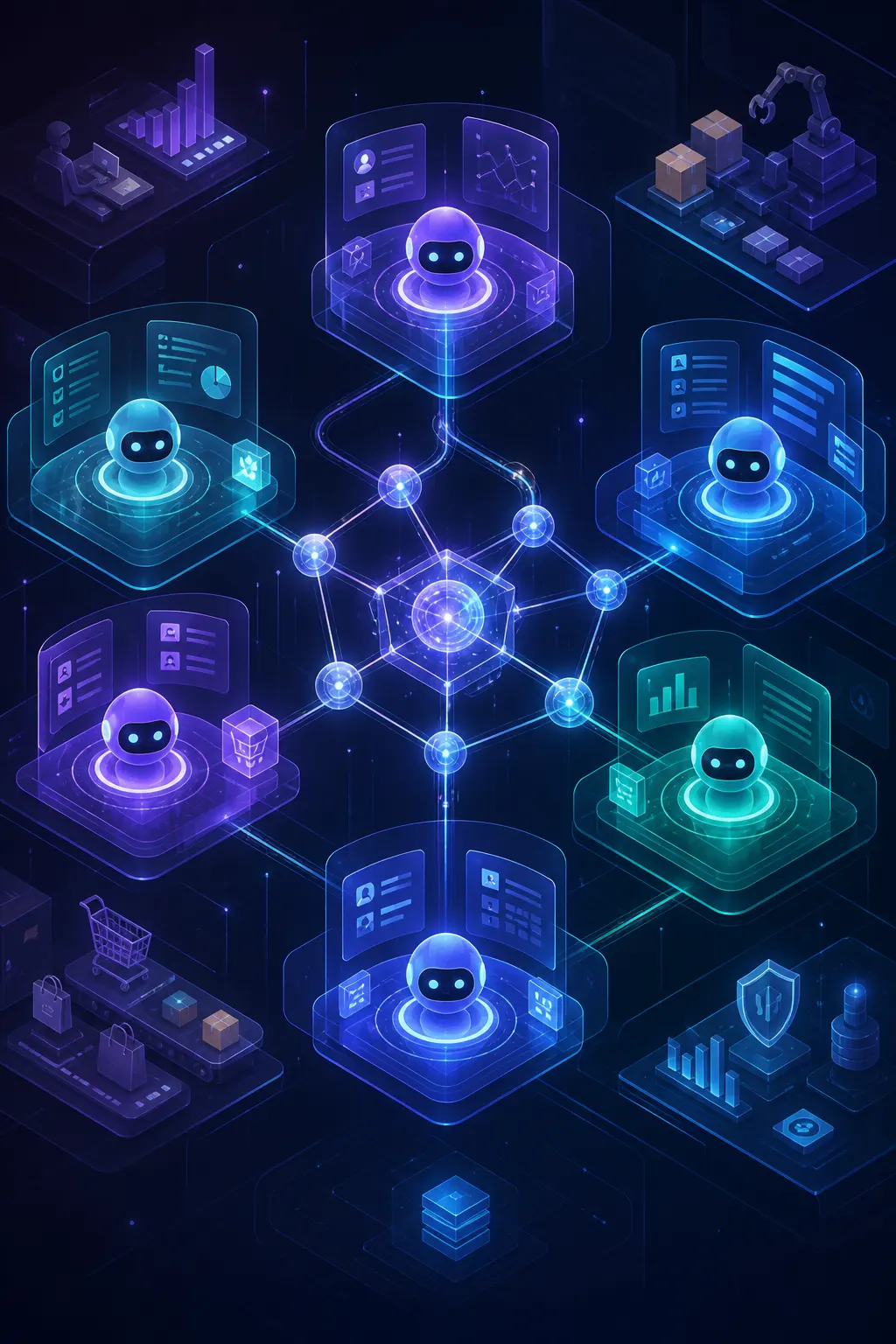 AI agent development services illustration for intelligent autonomous systems