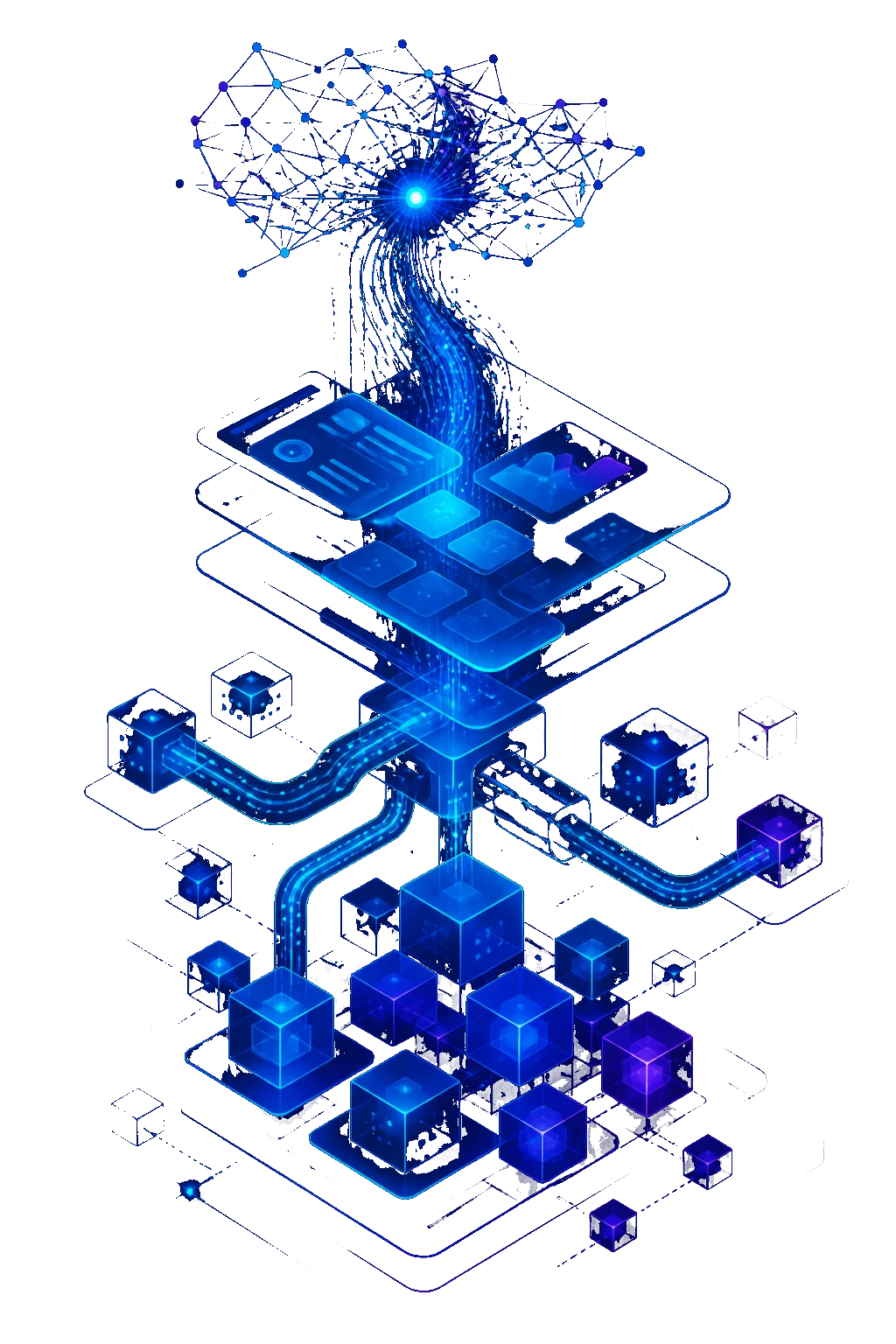 AI integration services illustration for embedding AI into business applications
